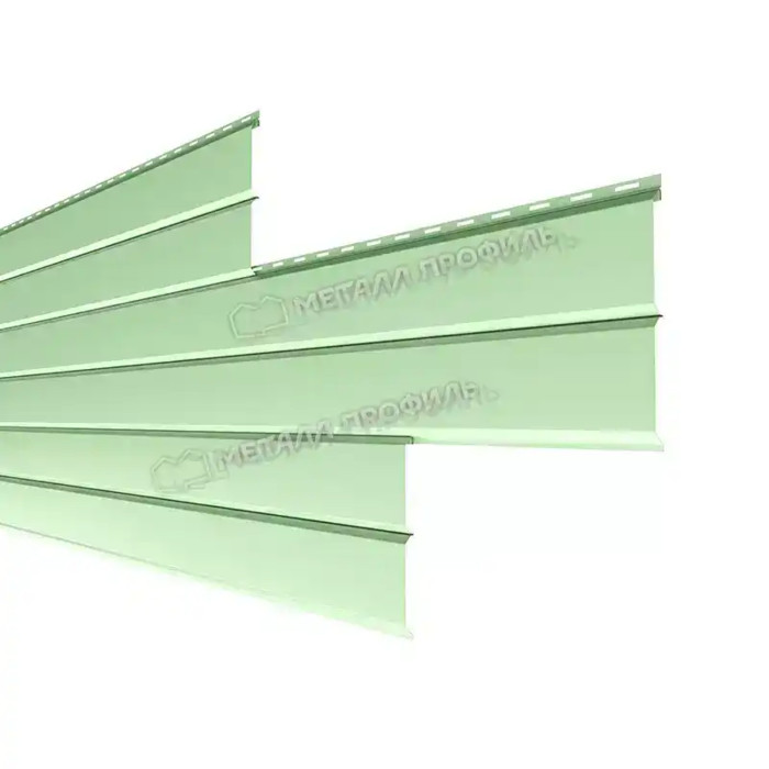Металлический сайдинг Lбрус-XL Металл-Профиль ПЭ RAL 6019 Зеленая пастель 14х335